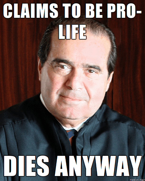 Supreme Court Meme
The biggest reason this meme was actually included was due to the strange circumstances surrounding Justice Scalia's death. The man died with a pillow on his face, and no one suspected anything? Illuminate Confirmed. 