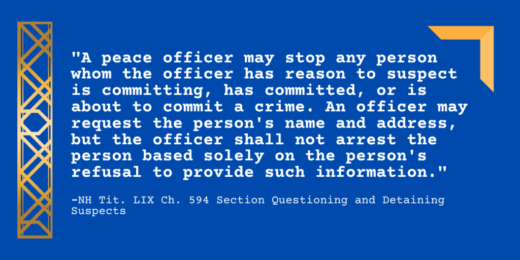 "A peace officer may stop any person whom the officer has reason to suspect is committing, has committed, or is about to commit a crime. An officer may request the person's name and address, but the officer shall not arrest the person based solely on the person's refusal to provide such information."